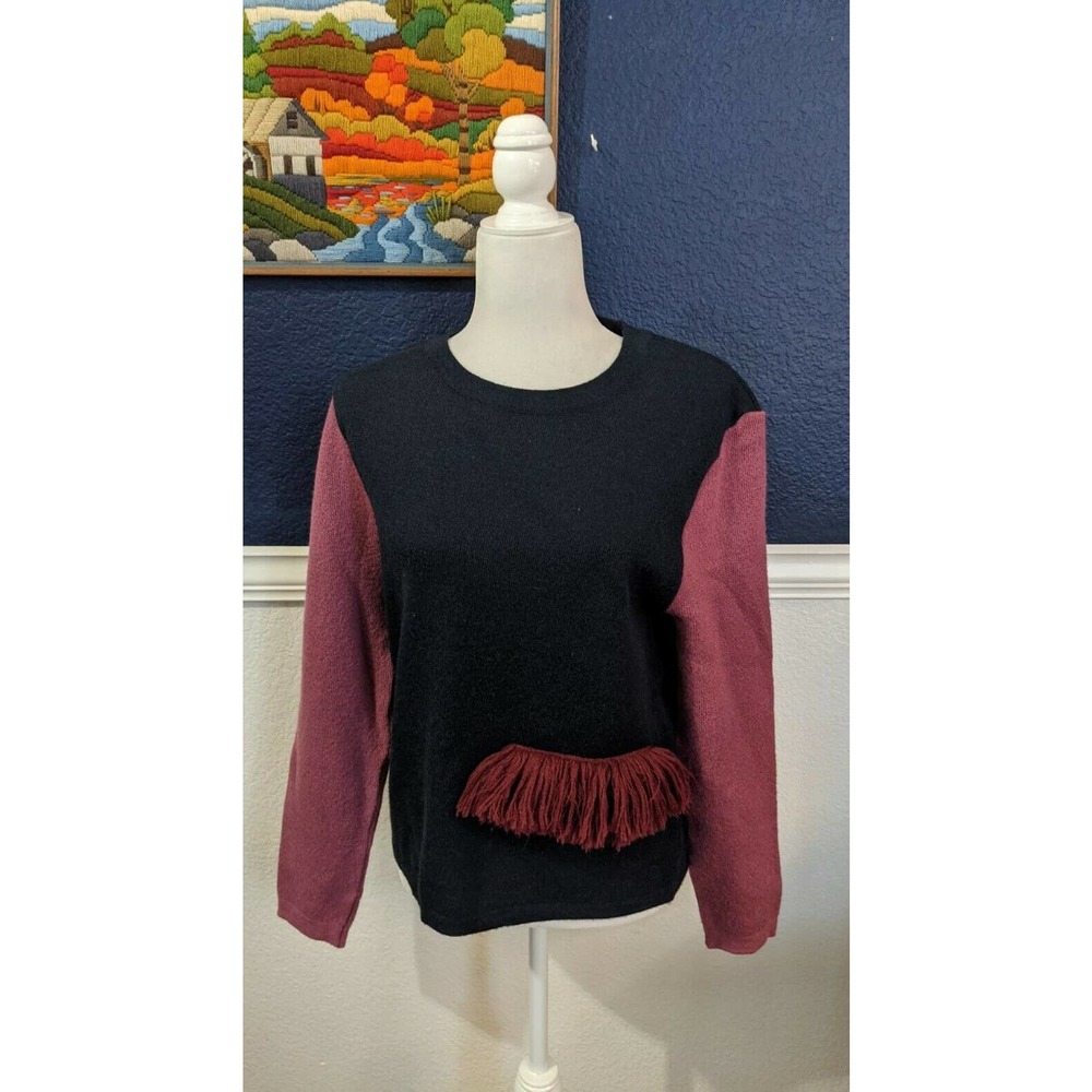 Delfina Balda Wool Sweater Purple Fringe Sz M/L